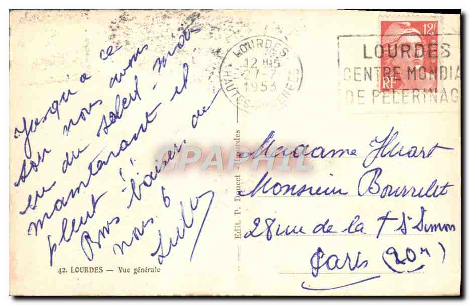 CPA Lourdes Vue Generale — Verso