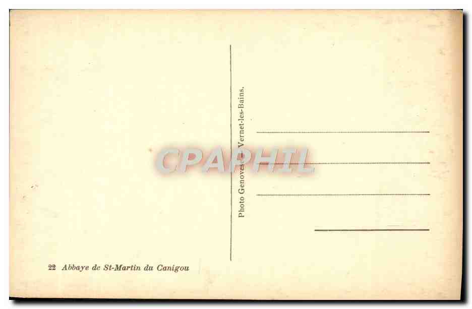 CPA Abbaye de St Martin du Canigou  — Verso