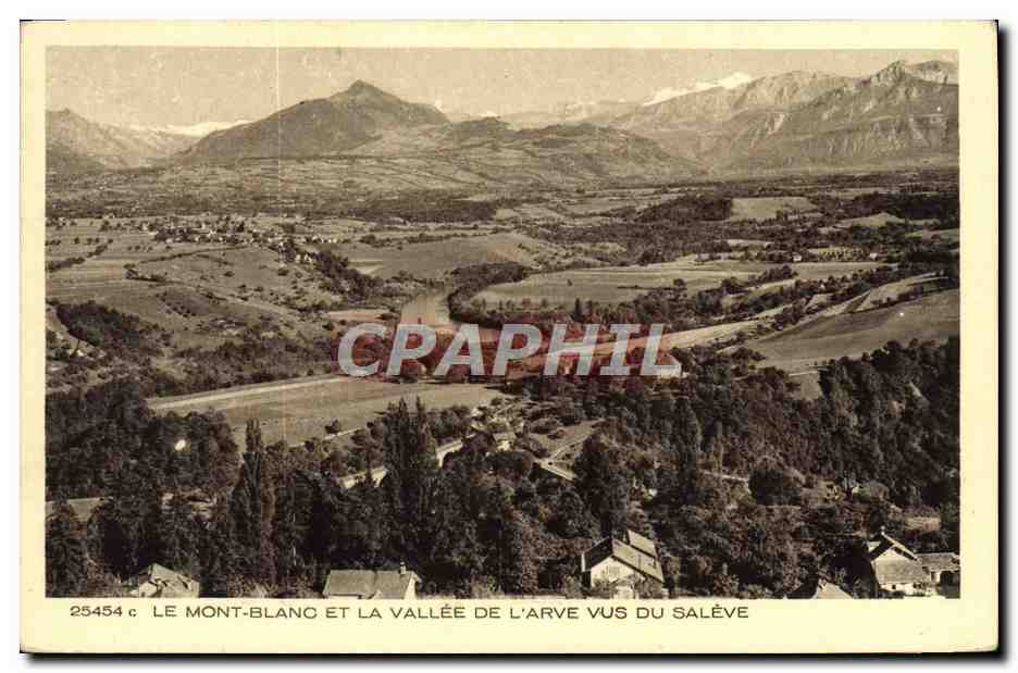 Le Mont-Blanc et la vallée de l'Arve vus du Salève — série 25454c — Braun & Cie, Imp. Dornach