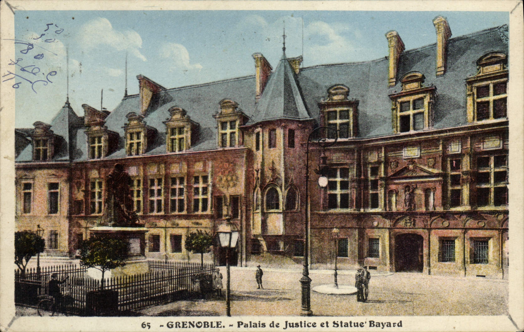 CPA Grenoble Palais de Justice et Statue Bayard
