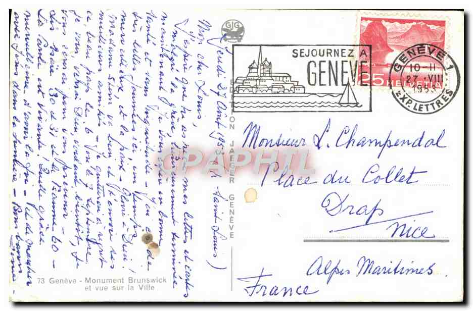 CPA Geneve Monument Brunswick et Vue Sur la Ville — Rückseite