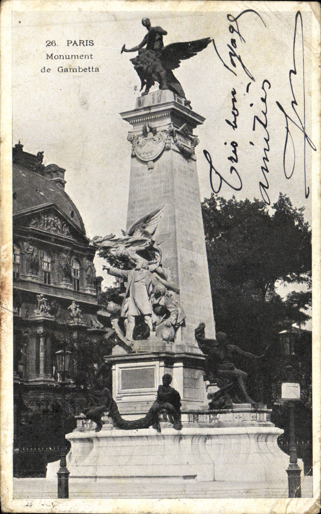 CPA Paris Monument de Gambetta