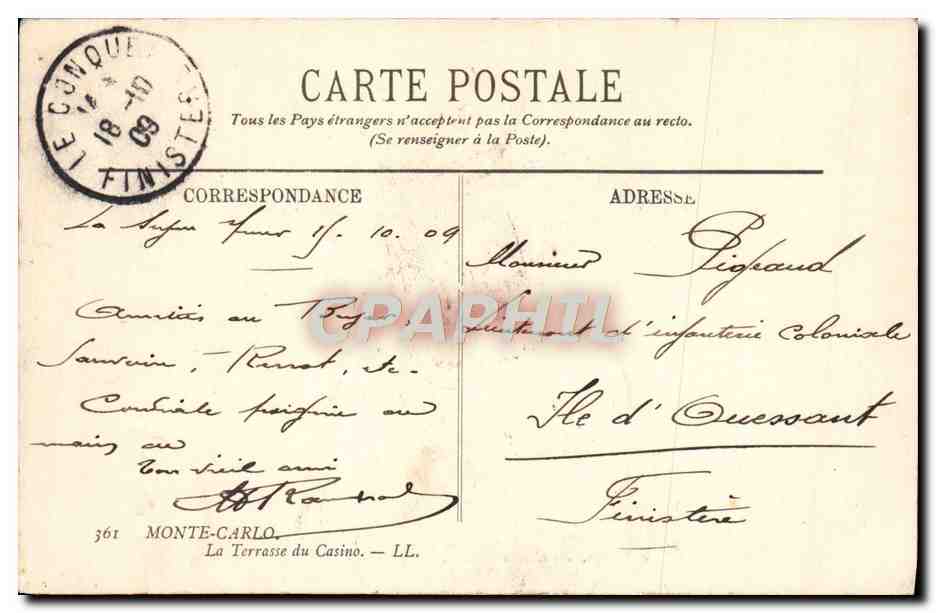 CPA Monte Carlo Monaco — Rückseite