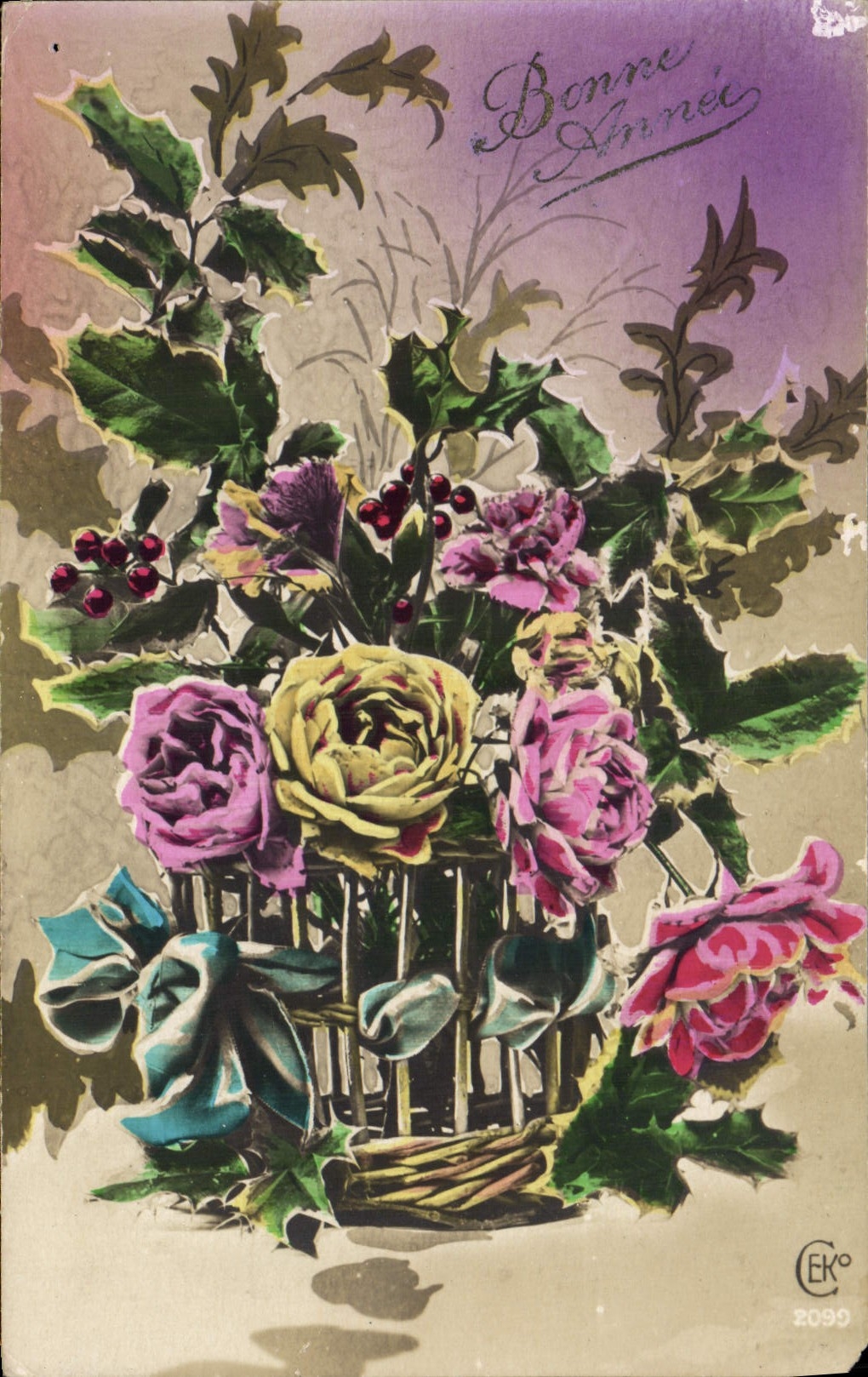 CPA Bonne Annee Fleurs