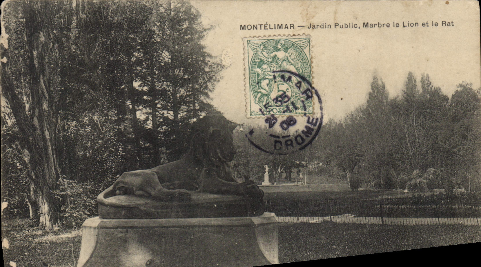 Montélimar — Jardin Public, Marbre le Lion et le Rat