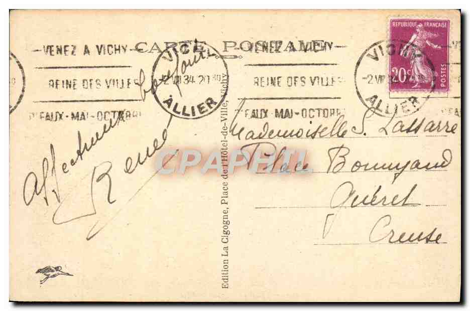 CPA Vichy Le Casino — Back