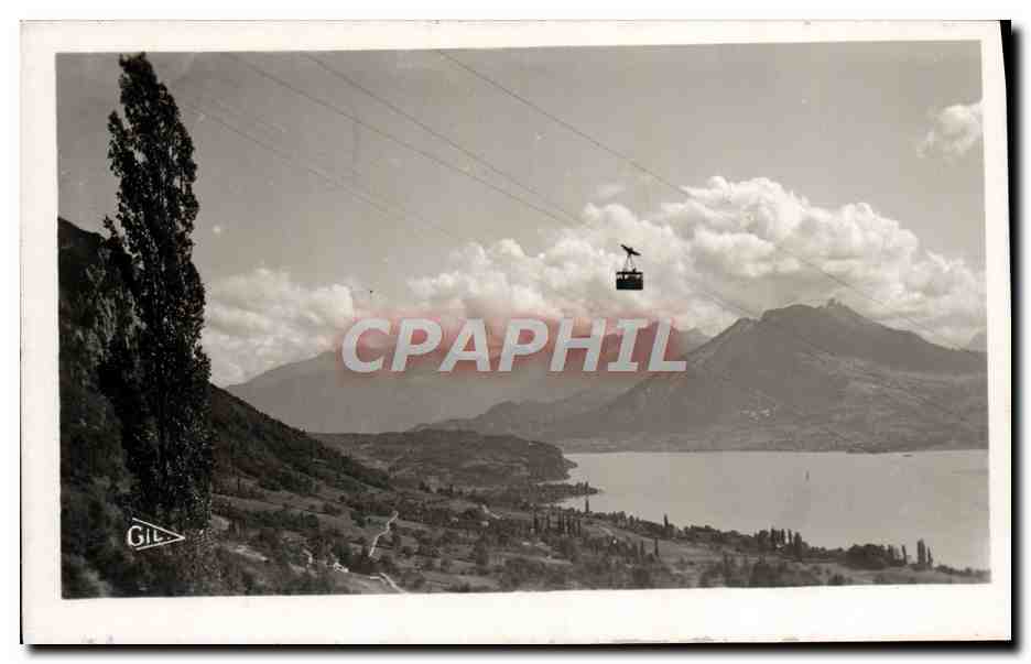 Lac d'Annecy — téléphérique et massif des Bauges — éditeur Gardet et Gail, n° 1278