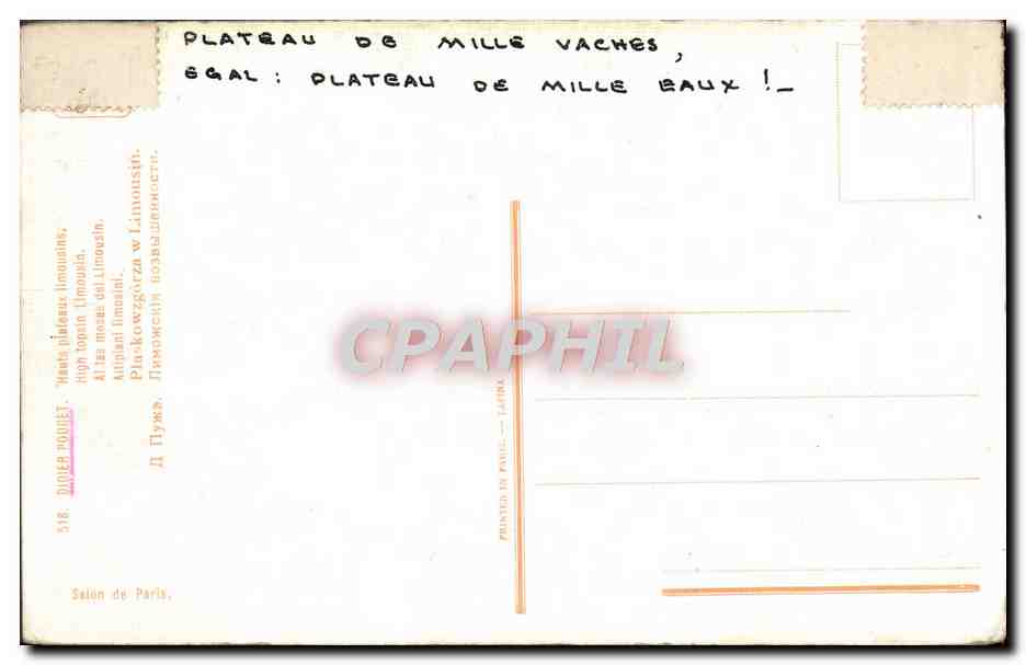 CPA Didier Pouget Hauts plateaux limousins — Verso