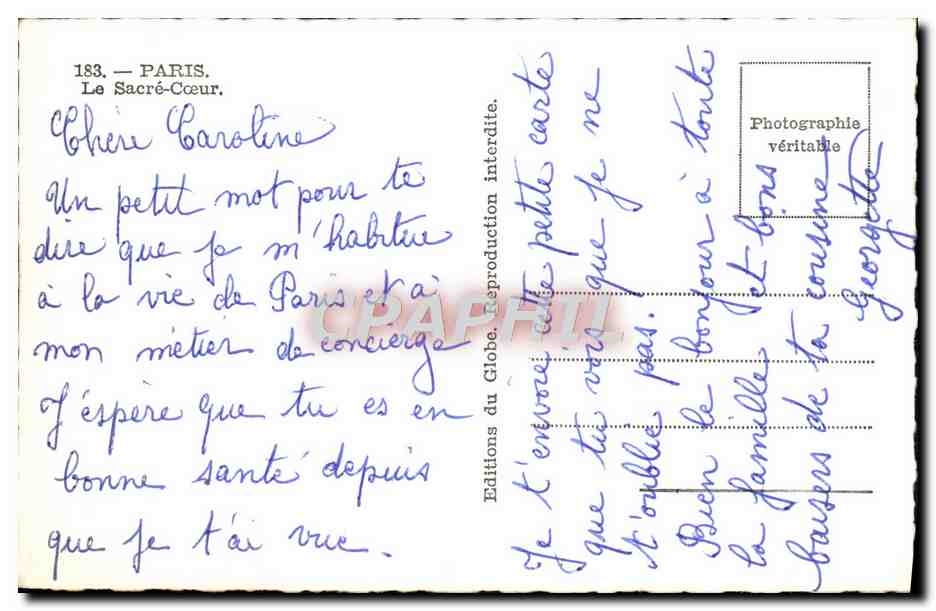 CPM Paris Le Sacre Coeur — Rückseite