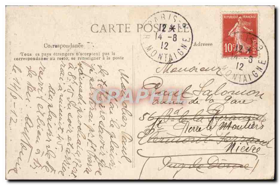 CPA Paris Notre Dame  — Verso