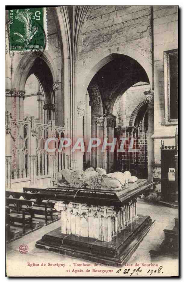 CPA Vichy Eglise de Souvigny Tombeau de Charles 1er Duc de Bourbon et Agnes de Bourgogne