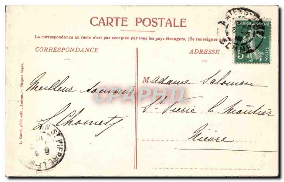 CPA Amiens Cathedrale L'Enfant Pleureur Blasset Crane Squelette — Rückseite