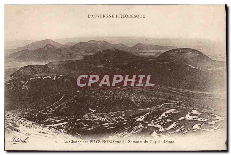 Die Puis-Nord-Kette vom Gipfel des Puy-de-Dôme aus — L'Auvergne Pittoresque — Verlag Ideal, n°5