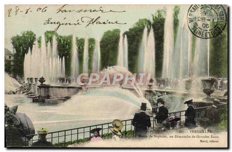 CPA Palais de Versailles Bassin de Neptune un dimanche de grandes eaux