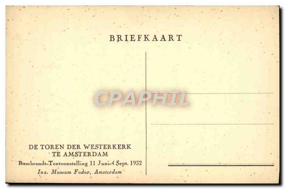 CPA Amsterdam Rembrandt  — Verso