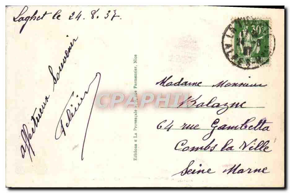 CPA Notre Dame de Laghet Le Monastere — Rückseite