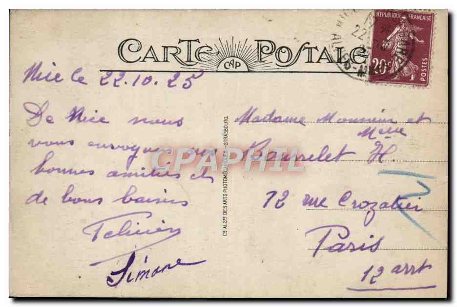 Nice — L'Église russe, l'Hôtel du Parc Impérial et le Righi. CAP, n° 127 — Rückseite