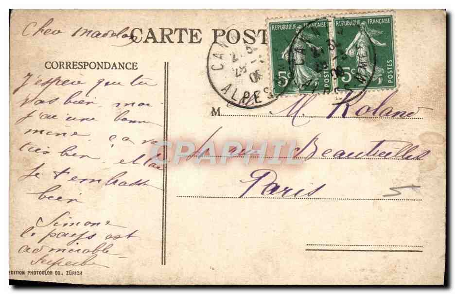 CPA Cannes et L'Esterel — Verso