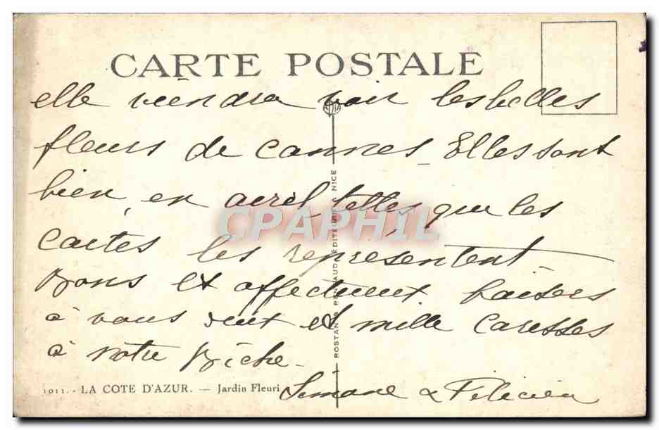 CPA Cote d'Azur Le jardin fleuri Fleurs  — Rückseite
