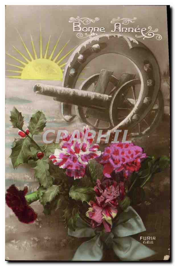 CPA Bonne Annee Fleurs Fer a cheval