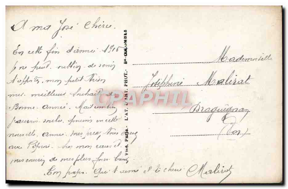 CPA Bonne Annee Fleurs Fer a cheval — Verso