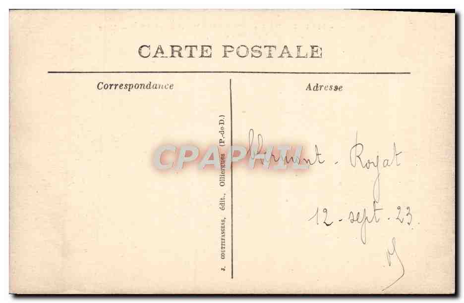 CPA Royat et Clermont Ferrand Generale Prise de Royat — Rückseite
