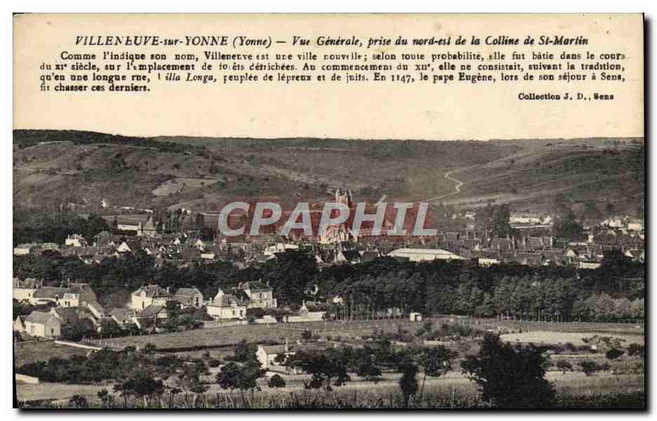 Villeneuve-sur-Yonne (Yonne) — Vista general tomada al noreste de la Colina de San Martín — Colección J. D., Sens