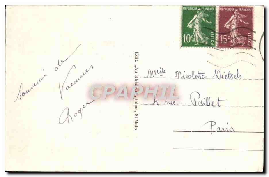 St-Malo - Tombeau de Chateaubriand (1848) — éditeur 'Au Kiosque', n°74 — Reverso