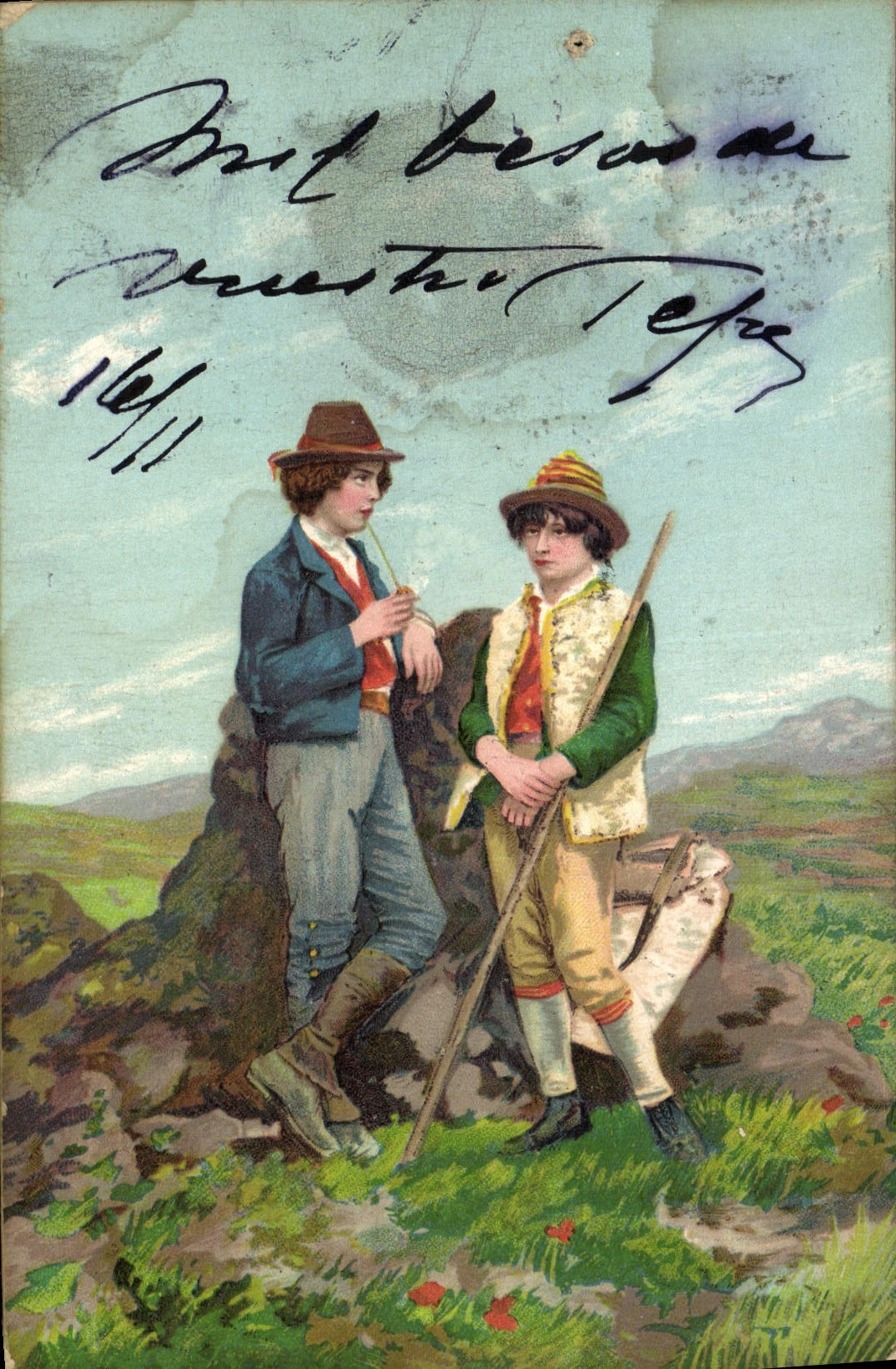 CPA Fantaisie Enfants Bergers 