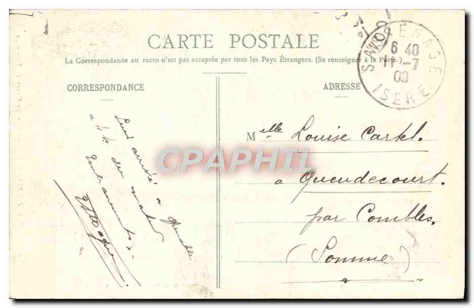 Environs de GRENOBLE — Intérieur des Caves de Sassenage — Éditeur non visible, n° de série 550 — Verso