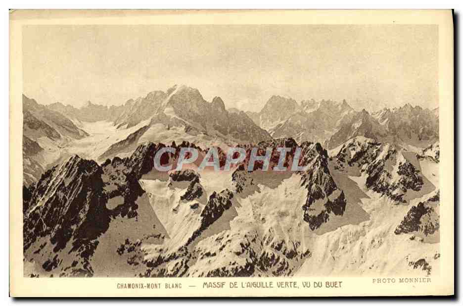 CPA Chamonix Mont Blanc Massif De L'Aiguille verte Vu du Buet