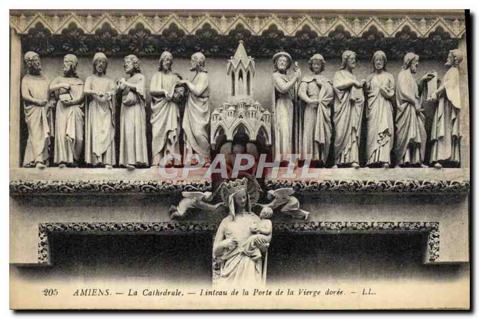CPA Amiens La Cathedrale Linteau de la Porte de la vierge doree