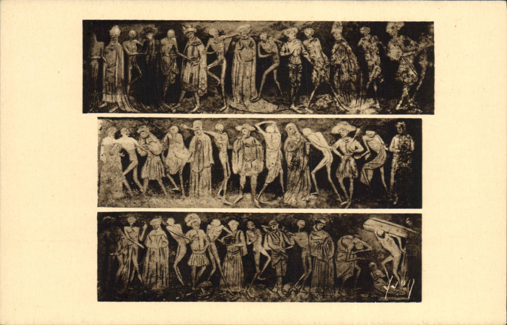La Chaise-Dieu (Haute-Loire) — Peinture murale du XVᵉ siècle — "La Danse macabre" — Les Éditions d'Art Yves, Paris