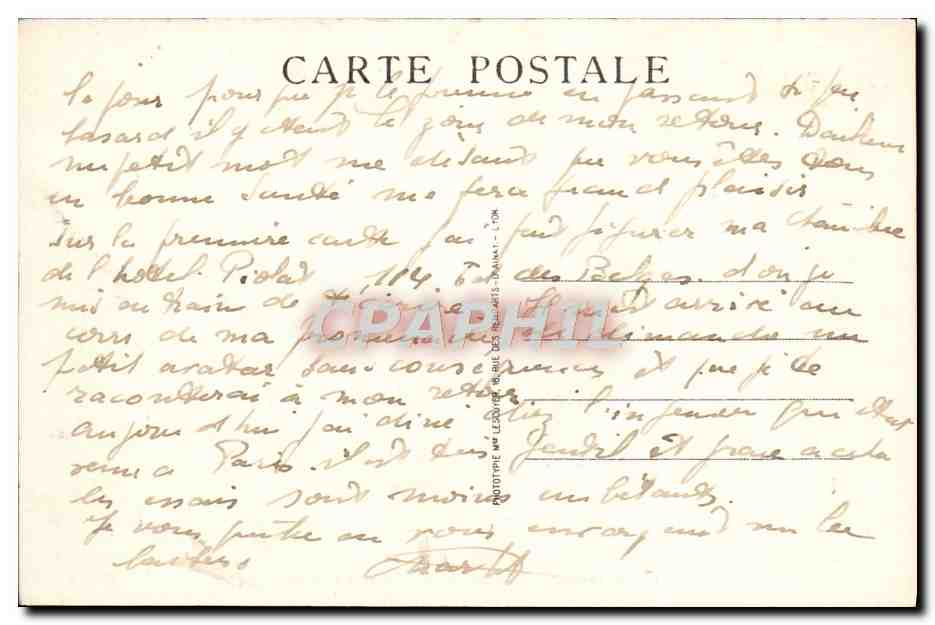 Jardins de la Place Carnot et la Gare de Perrache — Lyon Artistique, n° M. 209 — Verso