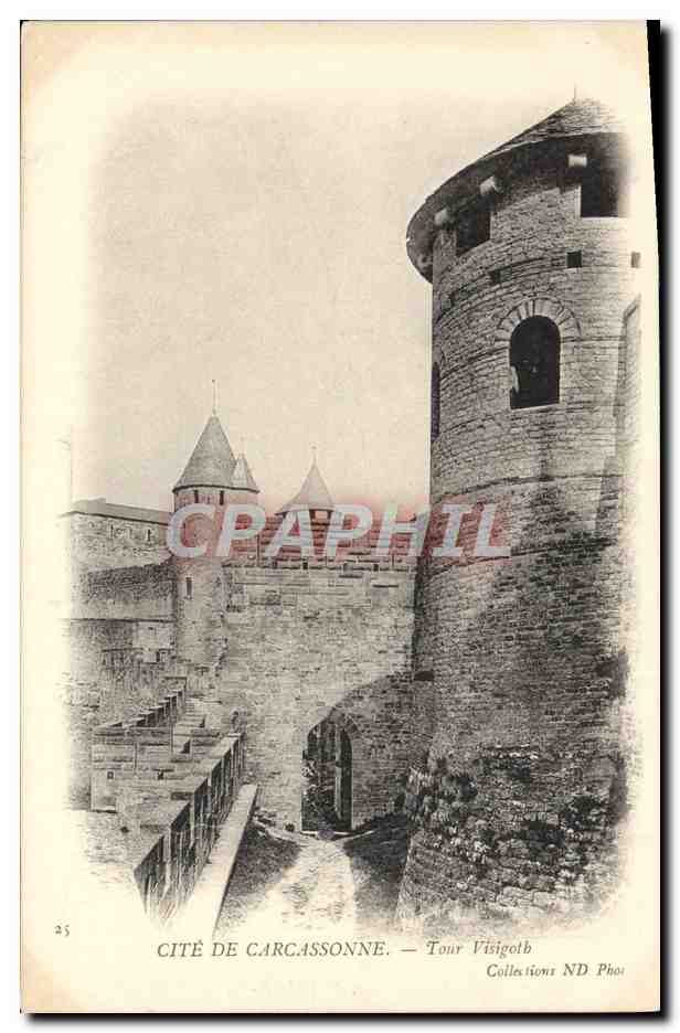 CPA Cite De Carcassonne Tour Visigoth