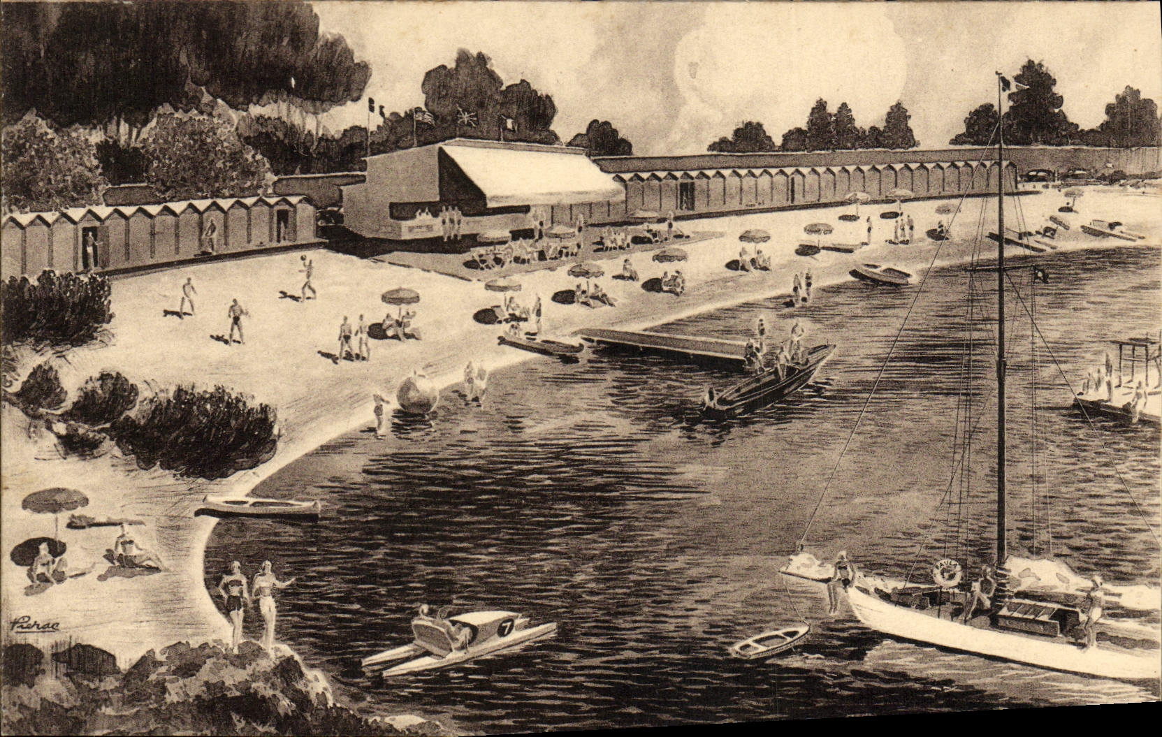 CPA Chez Keller Plage De La Garoupe Cap D'Antibes Bateaux 