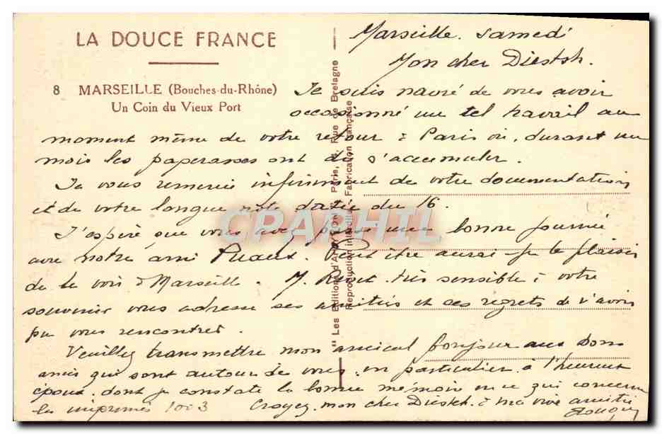 Marseille — Oude Haven — Uitgever Y. Voit, n° 17 — Achterkant