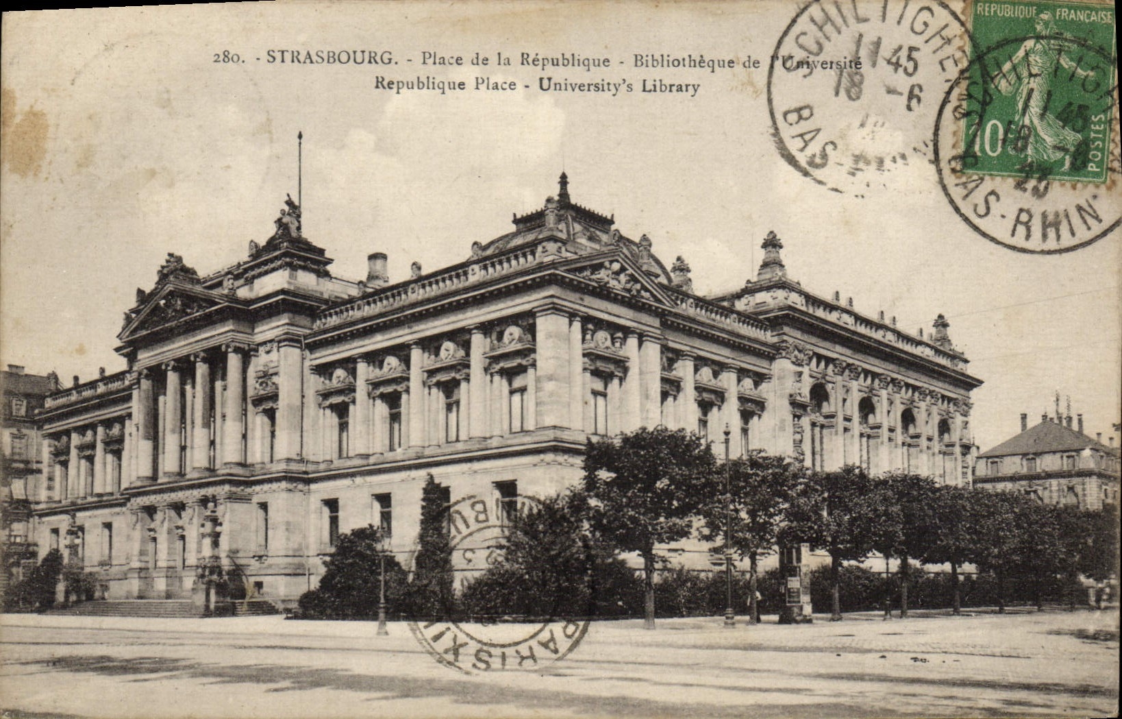 CPA Strasbourg Place De La Republique Bibliotheque de l'universite 