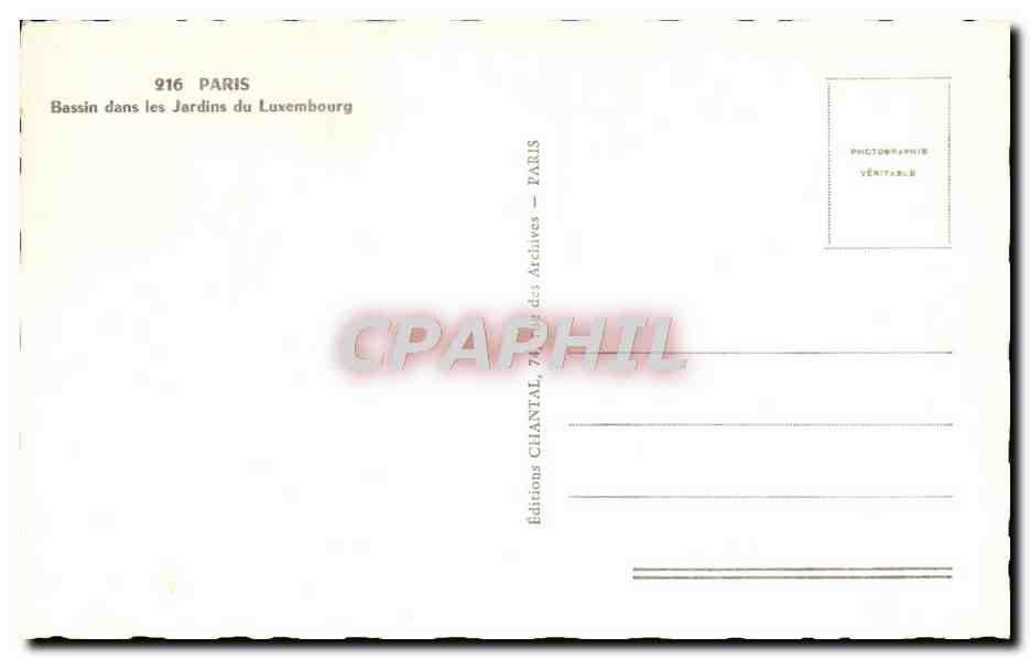 CPM Paris Bassin Dans Les Jardins Du Luxembourg — Rückseite