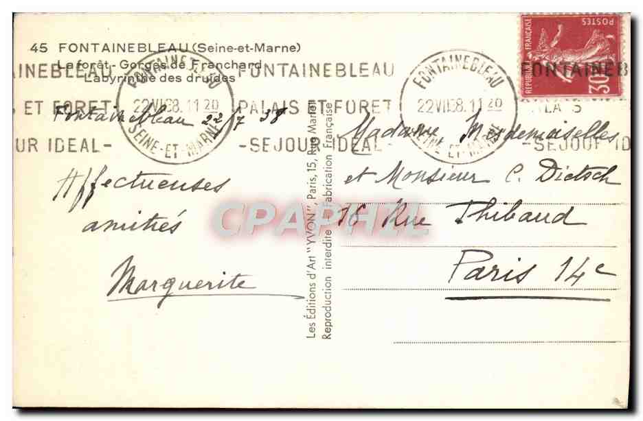 Laberinto de los druidas — Fontainebleau (Seine-et-Marne) — Les Éditions d'Art 'Yvonn' — Reverso