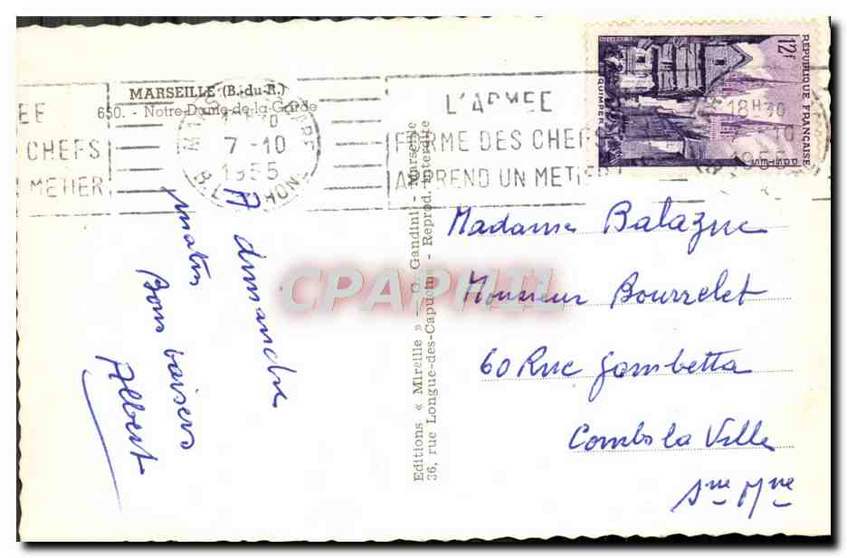 CPM Marseille Notre Dame De La Garde — Rückseite