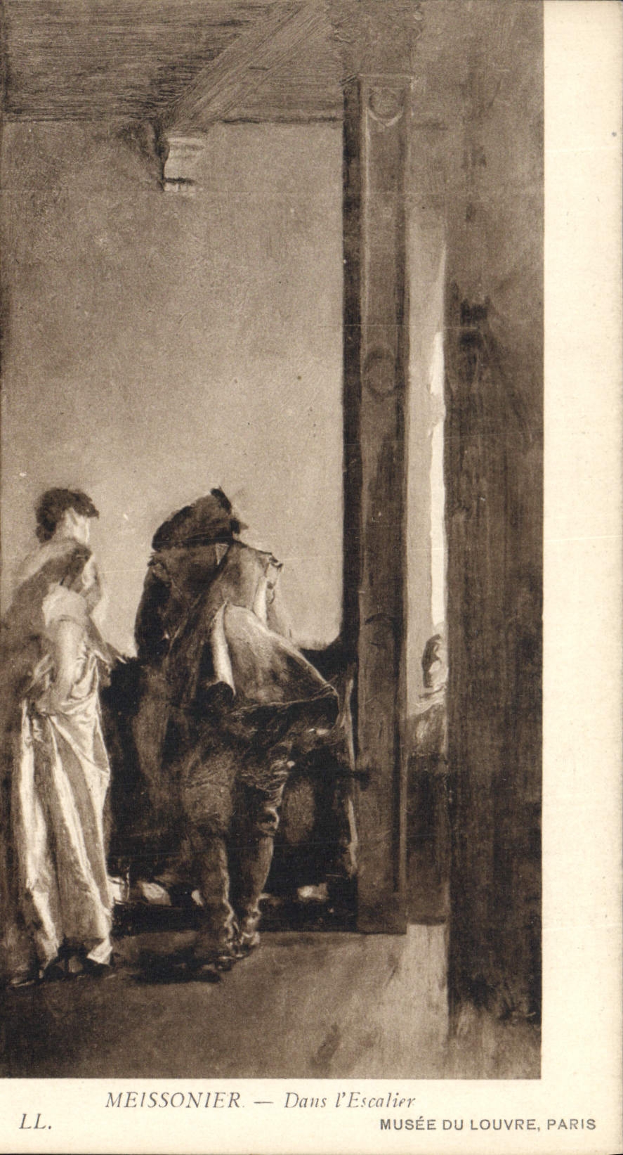 CPA Meissonier Dans I'Escalier Musee du Louvre Paris 