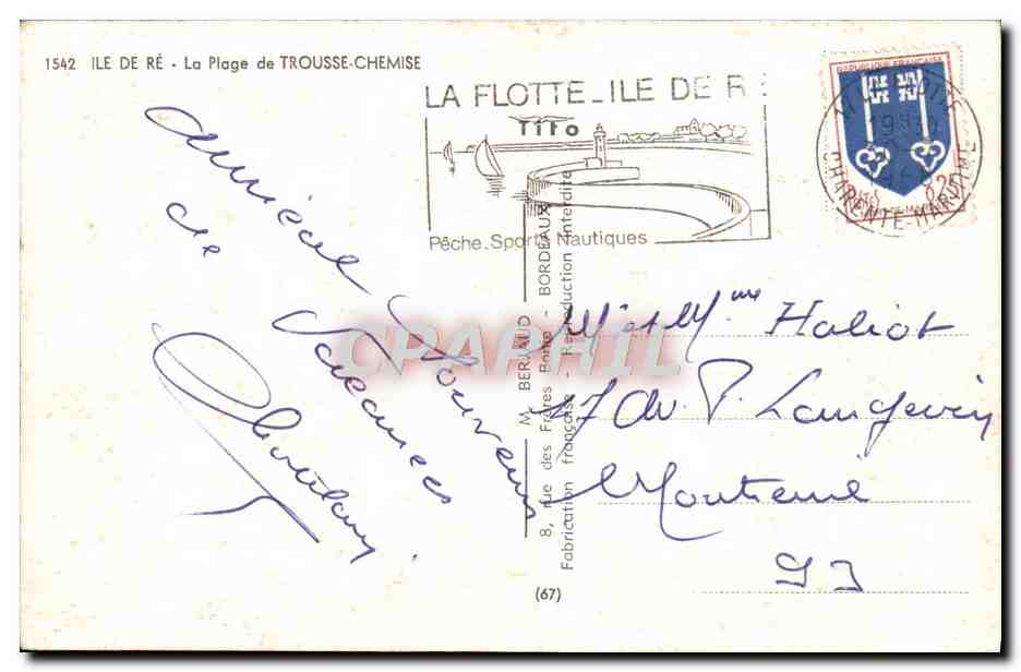 Strand von Trousse-Chemise — Île de Ré — Verlag La Flottille, Nr. 1542 — Rückseite