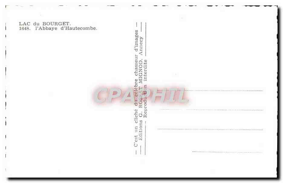 CPM Lac Du Bourget I'Abbaye D'Hautecombe — Rückseite
