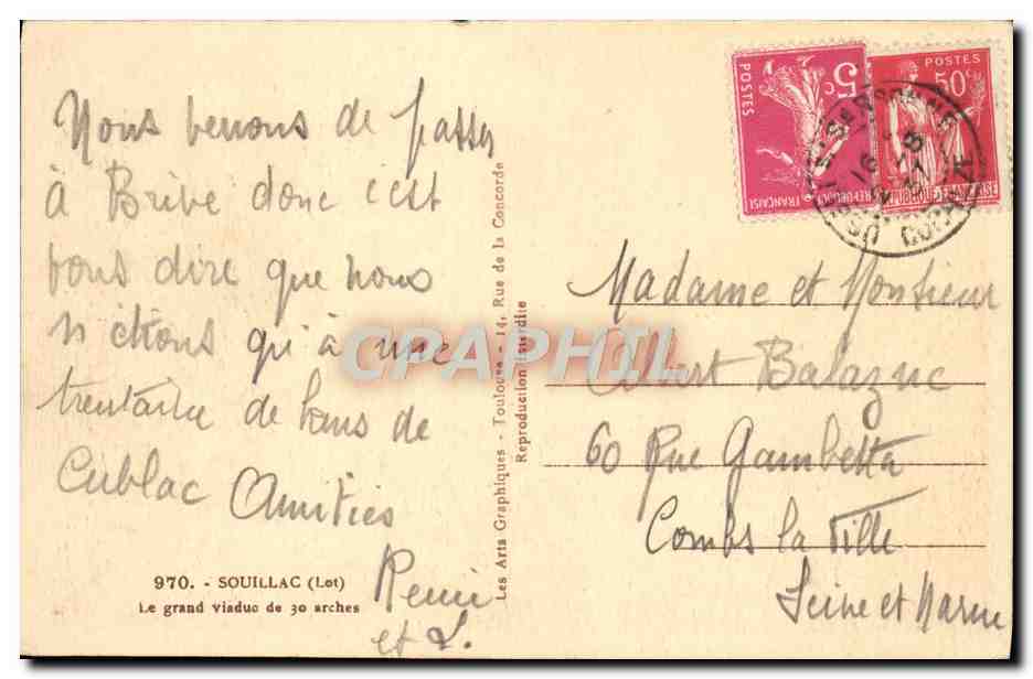 CPA Souillac Le Grand Viaduc De 30 arches — Rückseite