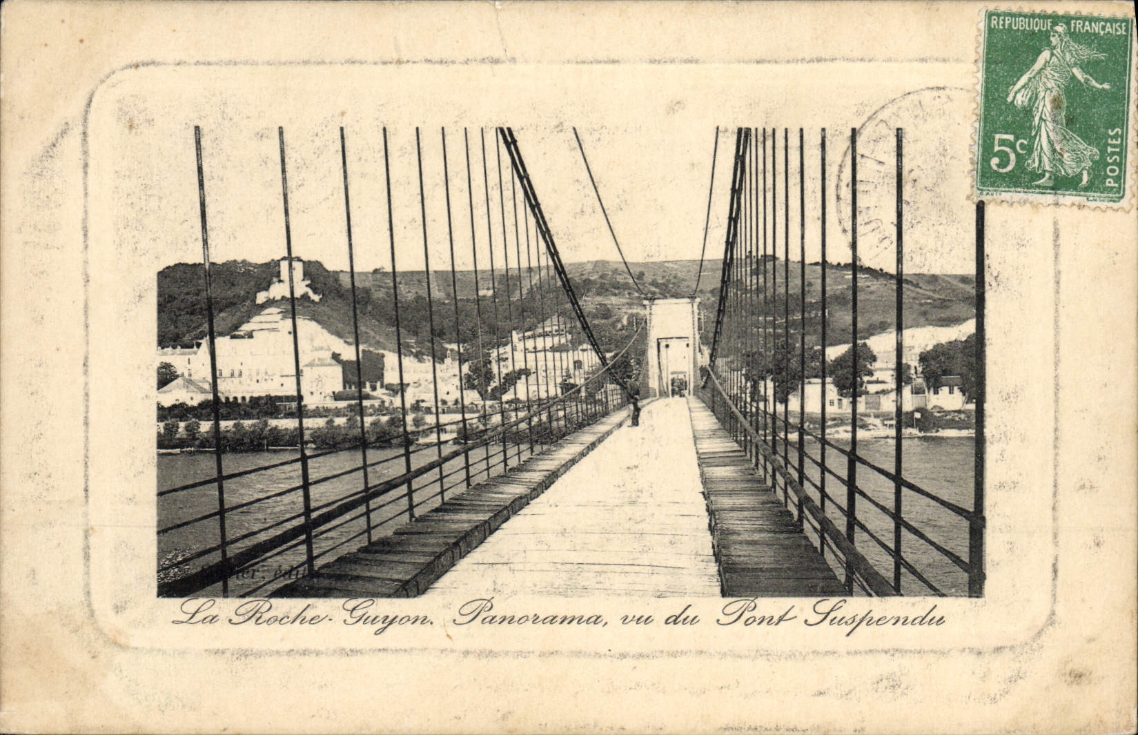 CPA La Roche Guyon Panorama Vu Du Pont Suspendu