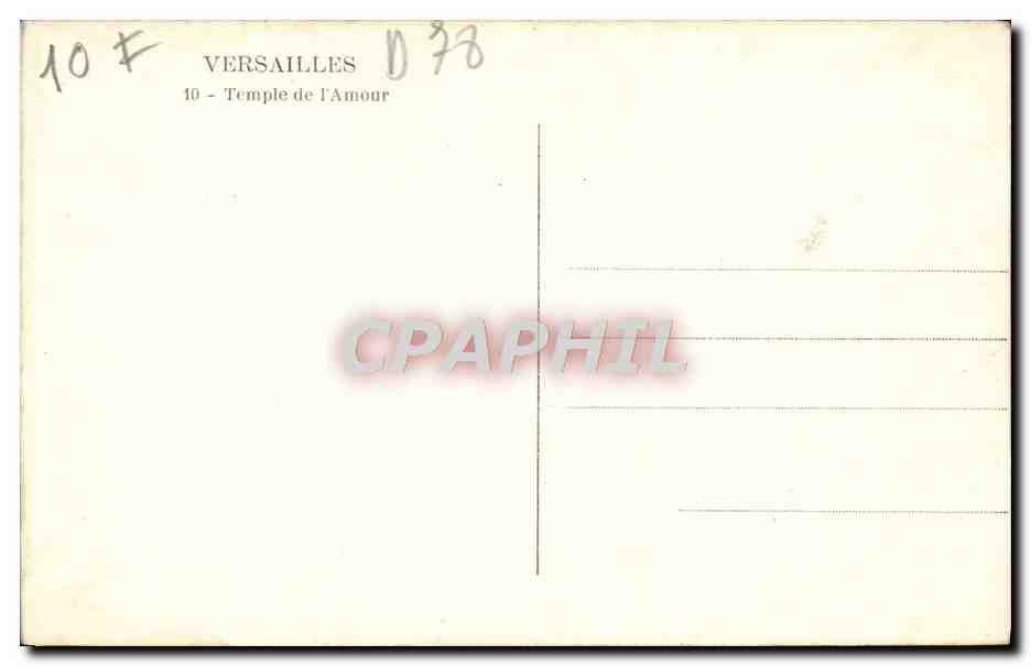 CPA Versailles Temple De I'Amour — Verso