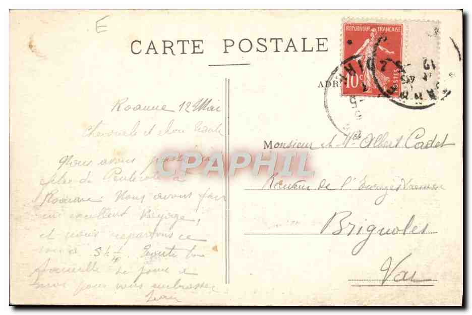 CPA Roanne L'Hotel De Ville — Rückseite