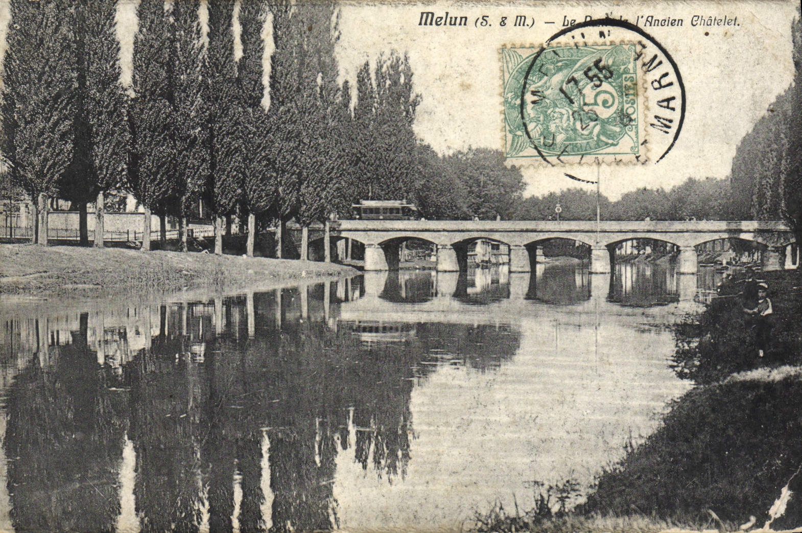 CPA Melun Le pont de l'ancien Chatelet 
