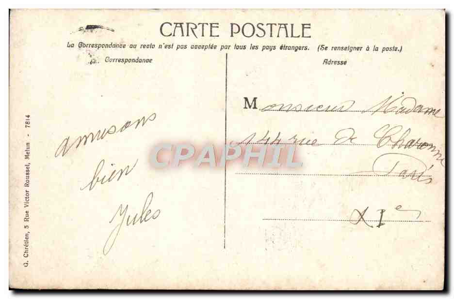 CPA Melun Le pont de l'ancien Chatelet  — Rückseite